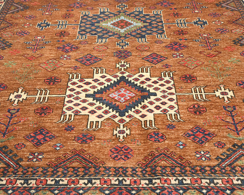 6x8 Brown Ersari Afghan Hand Knotted Veg Dye Wool Area Rug